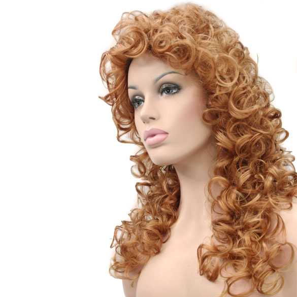 Pruik roodblond haar met volle krullen lang haar zonder pony Mooie pruiken bij PruikenPlaza
