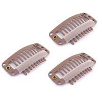 Pruik / extensions clips set 3 stuks LICHTBRUIN 32mm