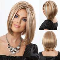 Luxe pruik bob model mix bruin en blond model Maddy