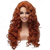 Sexy pruik lang rood haar veel krullen zonder pony