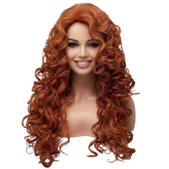 Sexy pruik lang rood haar veel krullen zonder pony