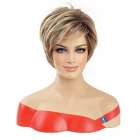 Pruik kort vlot pixie model blond bruin mix in laagjes