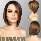 Lace front pruik trendy kort a-symetrische bob model