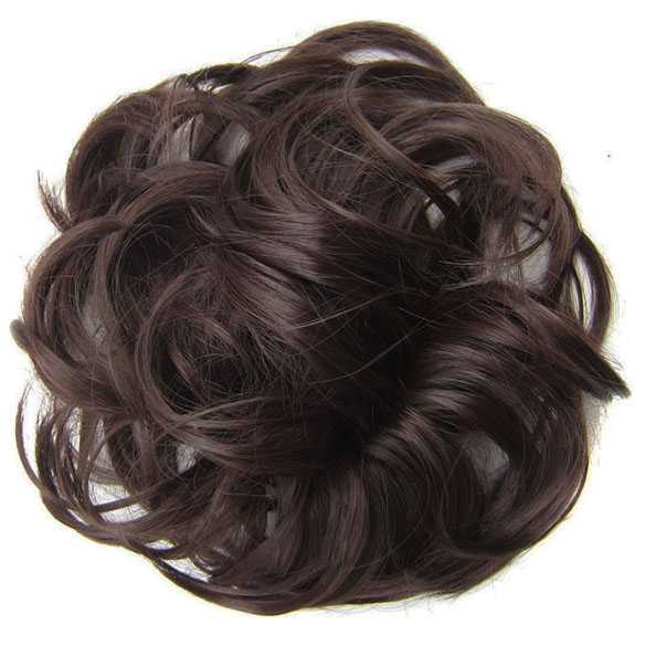 Haar scrunchie met elastiek medium bruin kleur 4