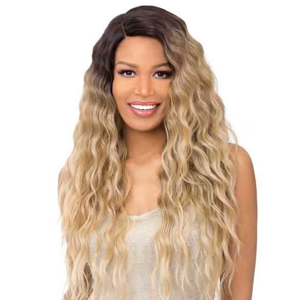 Ombre pruik lang golvend haar model Sun Dance kleur Caramel