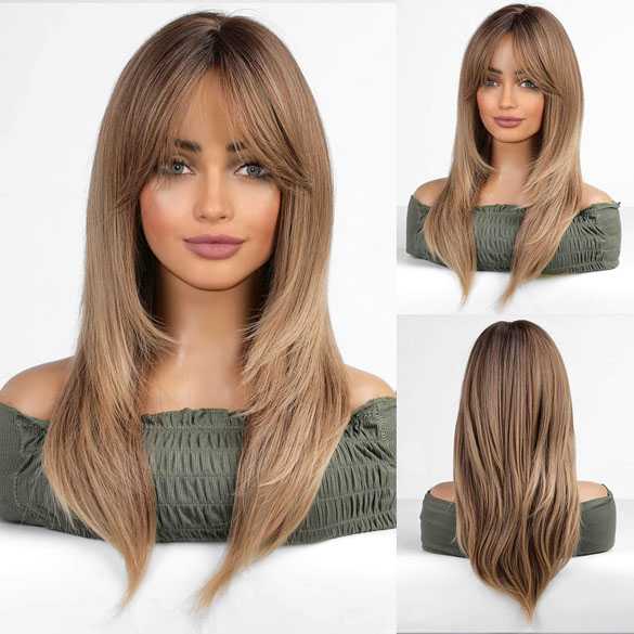Ombre pruik lang steil haar in laagjes model 259 5