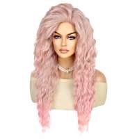 Nonchalante sexy pruik met lang haar roze mix model 9618