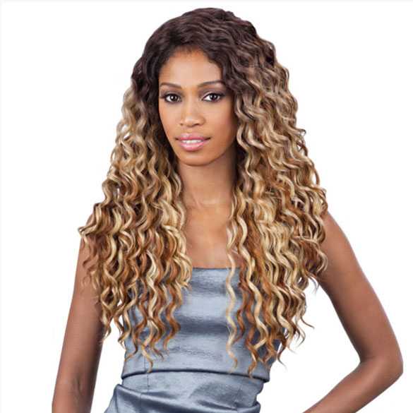 Freetress ombre lace pruik met prachtige krullen model Kylie