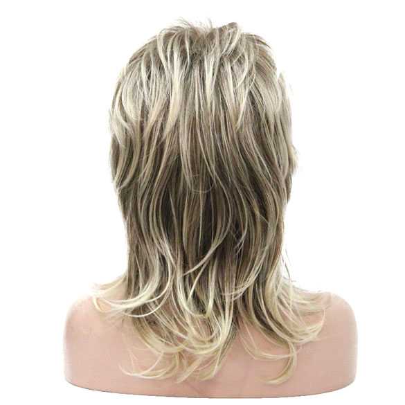 Stoere pruik halflang haar in laagjes blondmix kleur R10-26