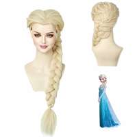 Luxe Frozen Disney pruik Elsa roomblond met vlecht