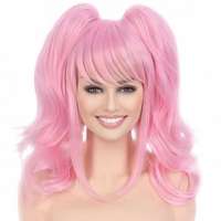 AANBIEDING : Pink lolita pruik met 2 staarten op klem Cotton Candy