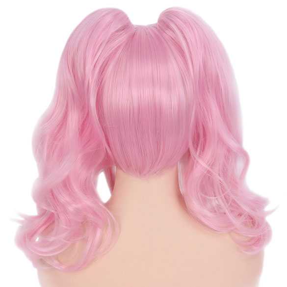 AANBIEDING : Pink lolita pruik met 2 staarten op klem Cotton Candy
