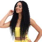 Swiss lace front pruik lang zwart golvend haar model Kelly