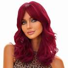 Pruik schouderlang haar helder wijnrood model 1048