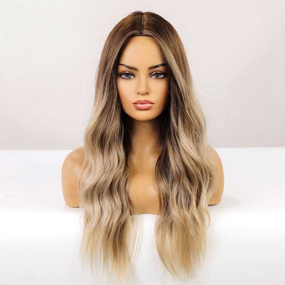 Ombre pruik lang golvend haar zonder pony model 179-10