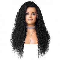 Luxe swiss lace front pruik zwart lang haar spiraalkrullen