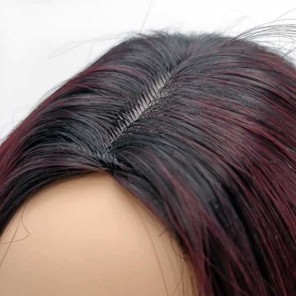 CARNAVAL pruik halflang wijnrood haar bob model (B-keuze!)