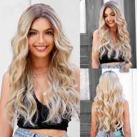 Swiss lace pruik lang roomblond haar zonder pony model Dawn