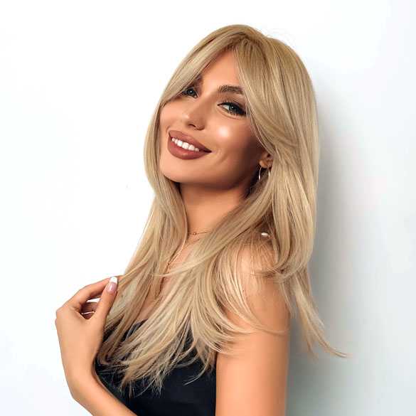 Ombre pruik lang steil haar in laagjes model 259