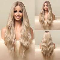 Swiss lace pruik lang blond haar zonder pony model 66050