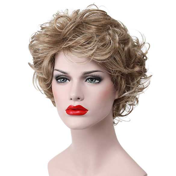 Moderne pruik kort krullend haar kleur AB16-613