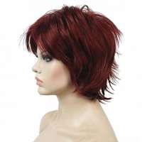 Moderne pruik rood kort haar met plukjes kleur 131