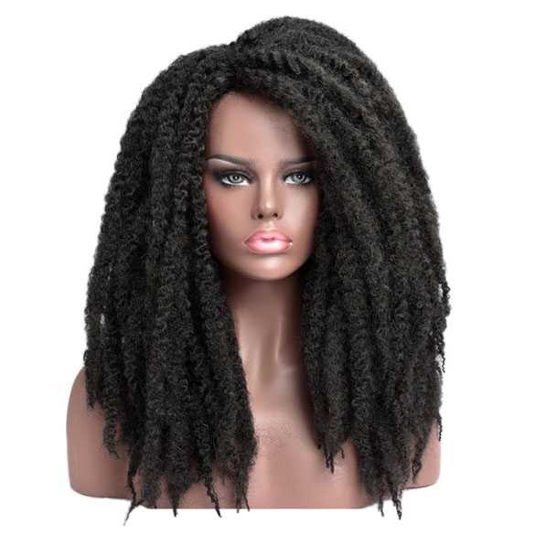 Luxe rasta dreadlocks pruik lang zwart haar zonder pony