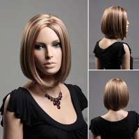 Luxe pruik bob model mix blond en bruin