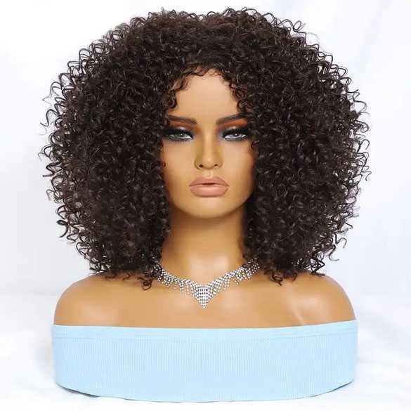 Pruik afro kleine spiraalkrullen schouderlang model 1037