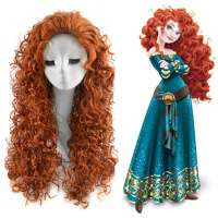 Prinses Merida pruik rood lang haar met kleine krullen