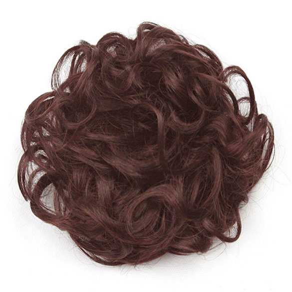 Haar scrunchie met elastiek kastanje roodbruin kleur 33
