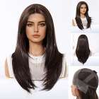 Mono top swiss lace pruik lang bruin haar zonder pony model Julia