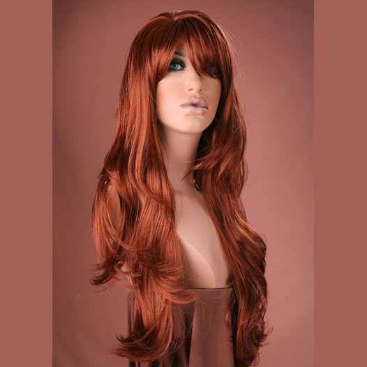 SALE : Pruik lang rood haar met slagen model Carmen kleur 130
