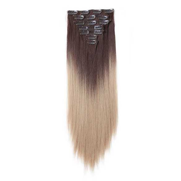 7-Delige set clip in haar extensions ombre zandblond