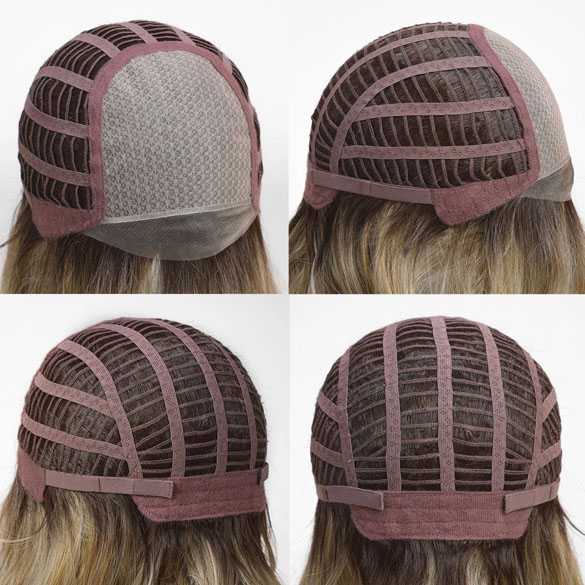 Lace front pruik halflang haar met slagen monofilament top