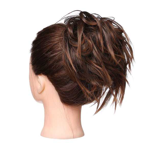 Warrige haar scrunchie met elastiek kastanje mix 12H24