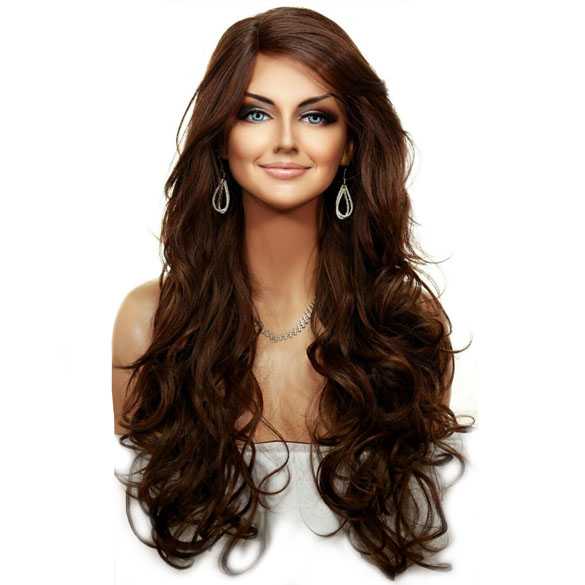 Lace pruik lang krullend haar model Sasha P4-27-30