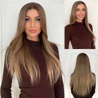 Swiss lace pruik lang steil blond haar zonder pony Tucson