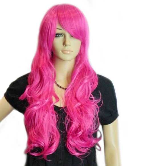roze pruik krullen