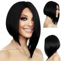 Lace front pruik schuin bob model Virginia kleur 1B