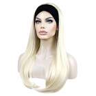 Pruik lichtblond lang steil haar met haarband