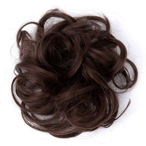 Haar scrunchie met elastiek medium bruin kleur 8