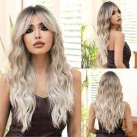Pruik lang golvend zilverblond haar Starlight