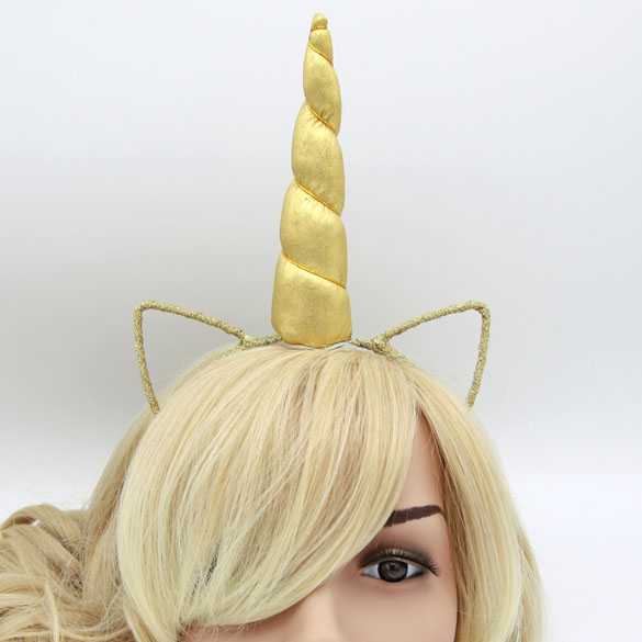 Unicorn haarband met oortjes Goud