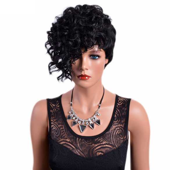 Punk Rockabilly pruik kort zwart haar