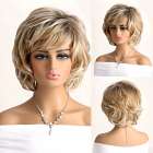 Pruik kort haar met slagen goudblond lichtblond mix