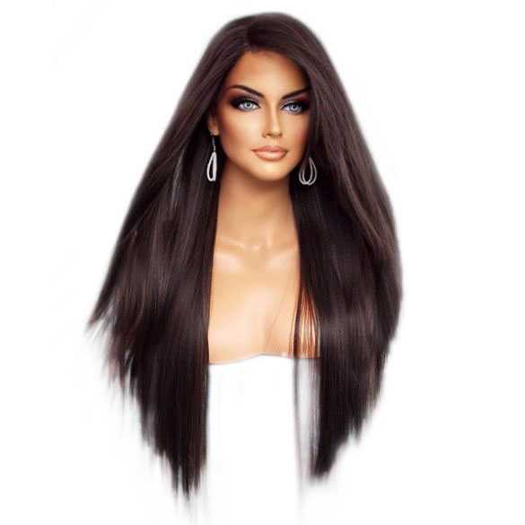 Lace pruik superlang steil haar model Yumi kleur T1B-30