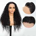 Prachtige lace front pruik lang zwart haar golvende slagen