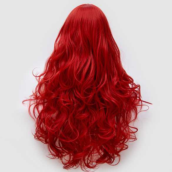 Luxe pruik rood lang haar met krullen