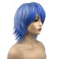 Cosplay Manga pruik twee-kleurig blauw kort haar in laagjes